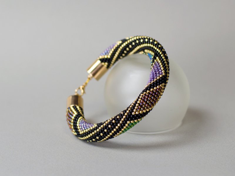 珠子钩编套件与材料包, DIY material package, Diy kit bead crochet bracelet - 编织/刺绣/羊毛毡/裁缝 - 玻璃 多色