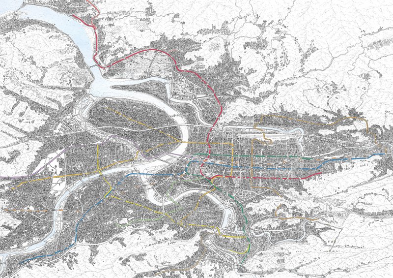 手绘立体地图、捷运、铁道与大台北 - 墙贴/壁贴 - 纸 