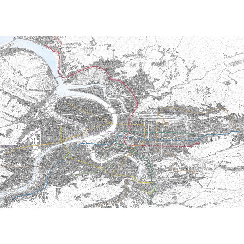手绘立体地图、捷运、铁道与大台北 - 墙贴/壁贴 - 纸 