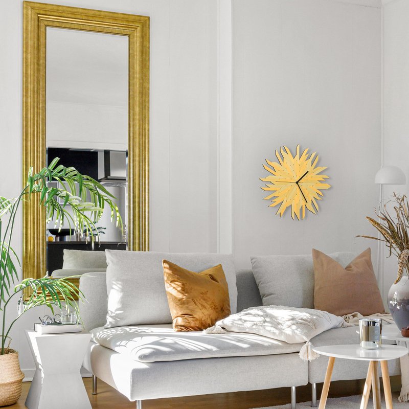 Haystack gold - 有机手工挂钟实心金色表盘 - 时钟/闹钟 - 木头 金色