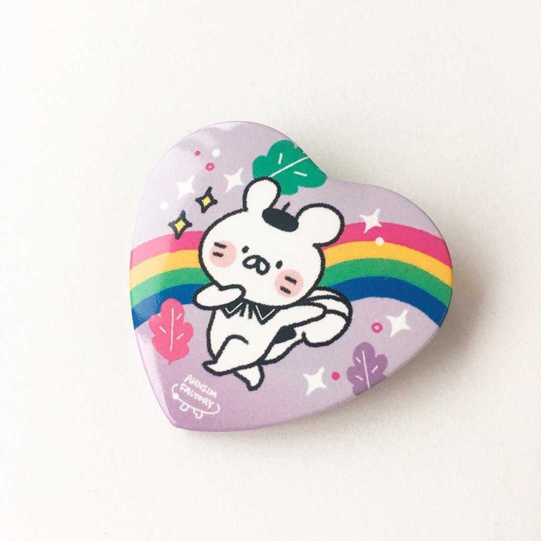 heart pin button - 胸针 - 其他金属 