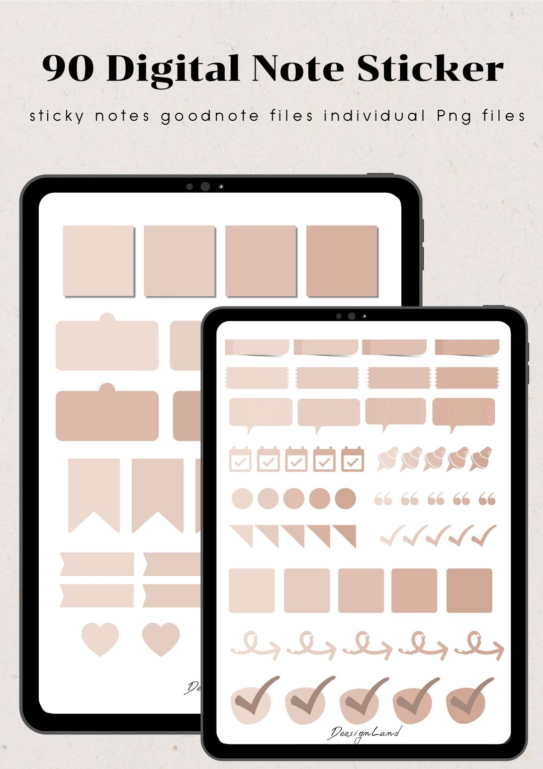 Digital sticky notes | neutral tones, ipad stickers digital planner, to do lists - 电子手帐及素材 - 其他材质 