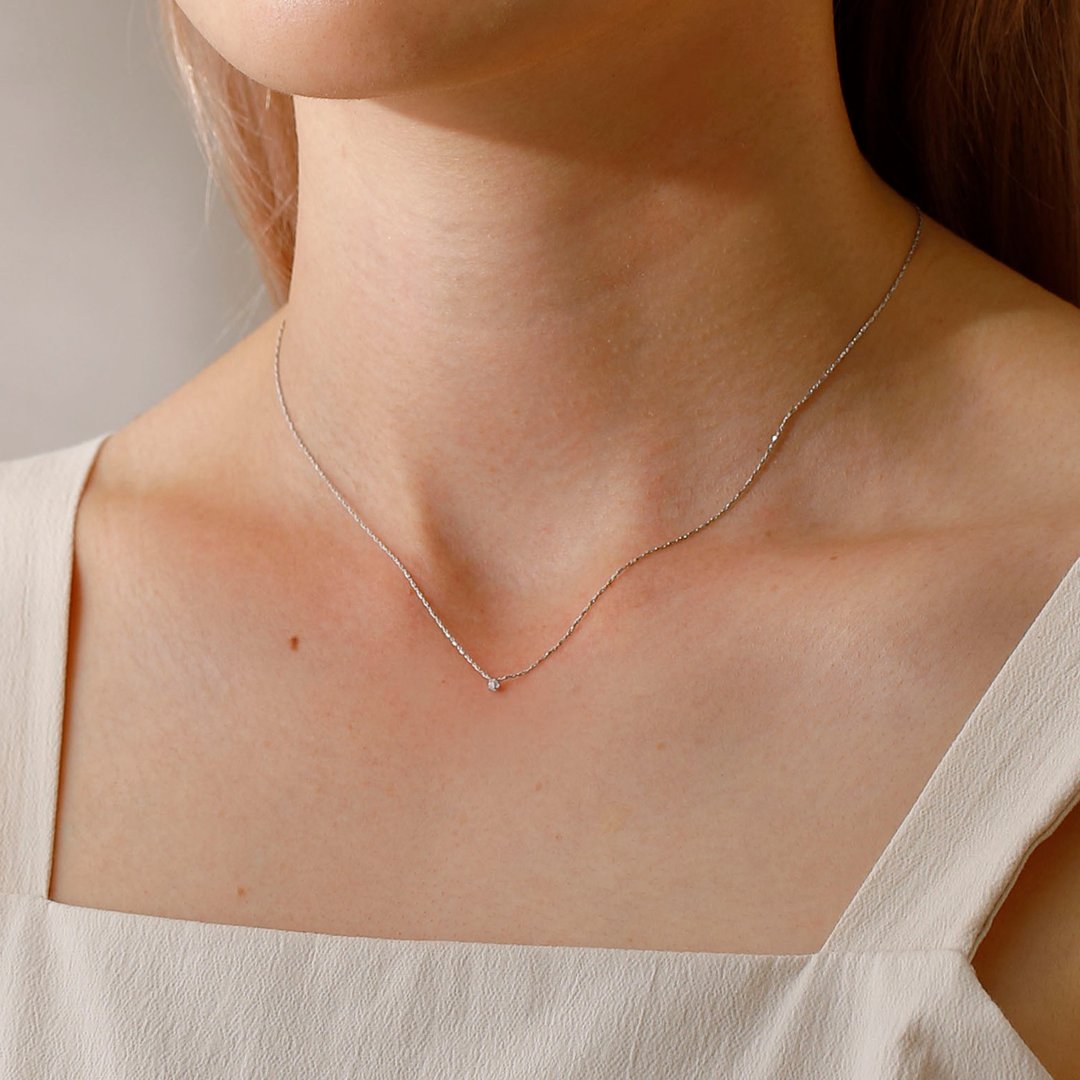 petit zirconia necklace SV 无镍项链 顶级锆石 银色  રrhodium - 锁骨链 - 其他金属 银色