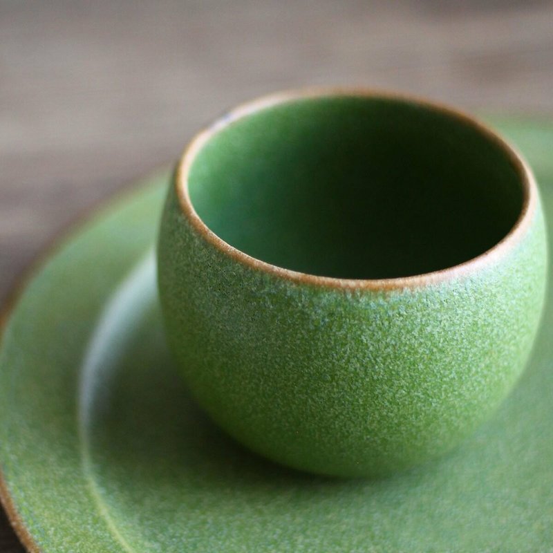 【绝美釉色】美浓烧-雾釉莺绿丸碗/小皿 - 碗 - 陶 绿色