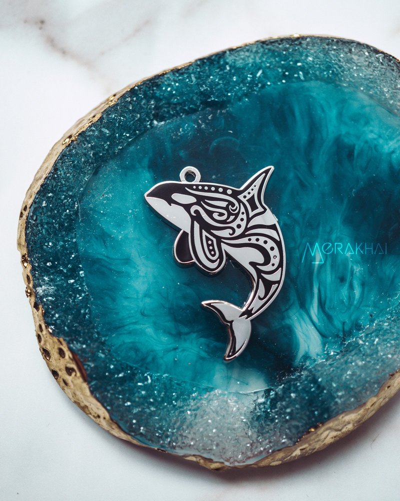 原创 部落风格 海洋 虎鲸 鲸鱼 项链 - 项链 - 银 银色