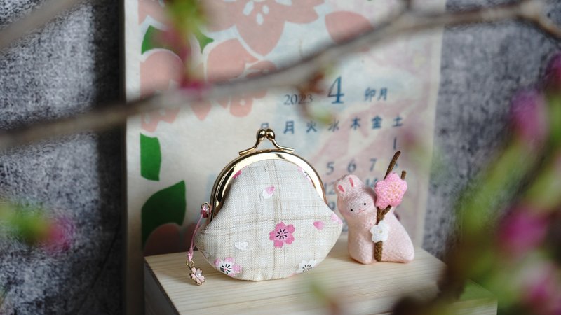 零钱包 山樱正甜小 口金包 麻制品 - 零钱包 - 棉．麻 粉红色