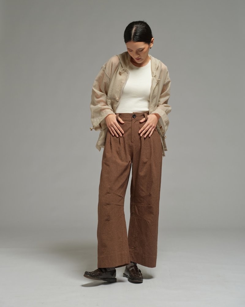 Unisex: 马蹄裤 (棕色) - 女装长裤 - 棉．麻 咖啡色