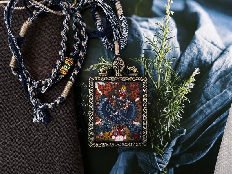 大威德金刚唐卡 - 吊饰 - 其他金属 多色