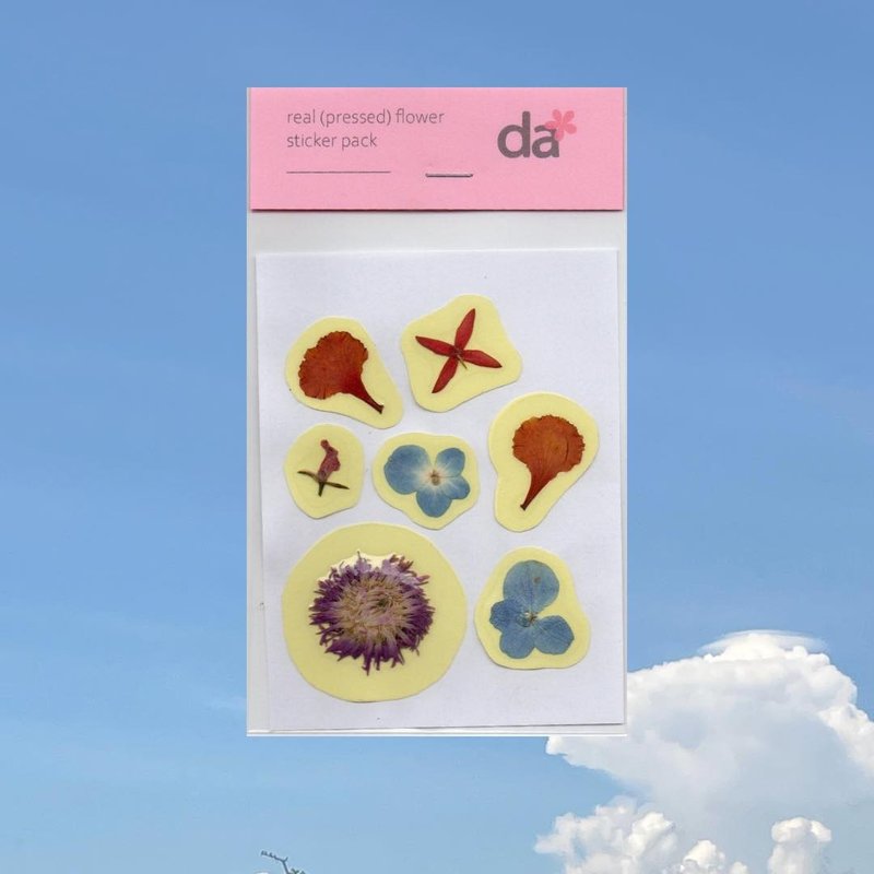 干燥花贴纸，综合花朵图案，绣球花，橘色花瓣 - 贴纸 - 塑料 多色