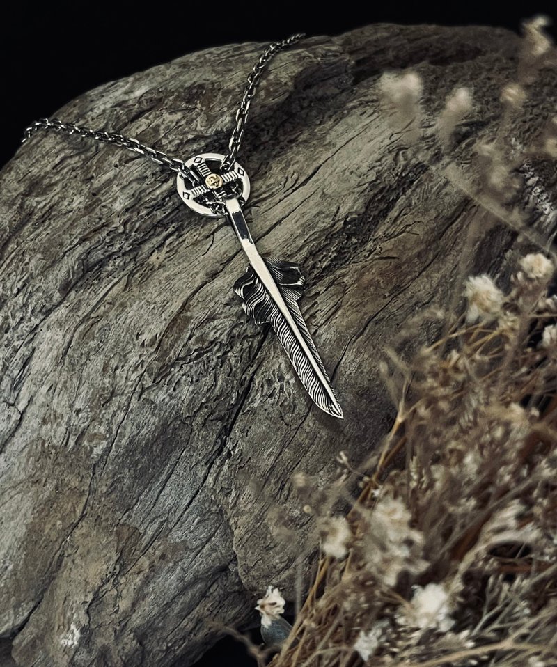 【经典系列】印地安酋长羽毛 银轮 职人手作 单坠 纯银 - 项链 - 纯银 银色