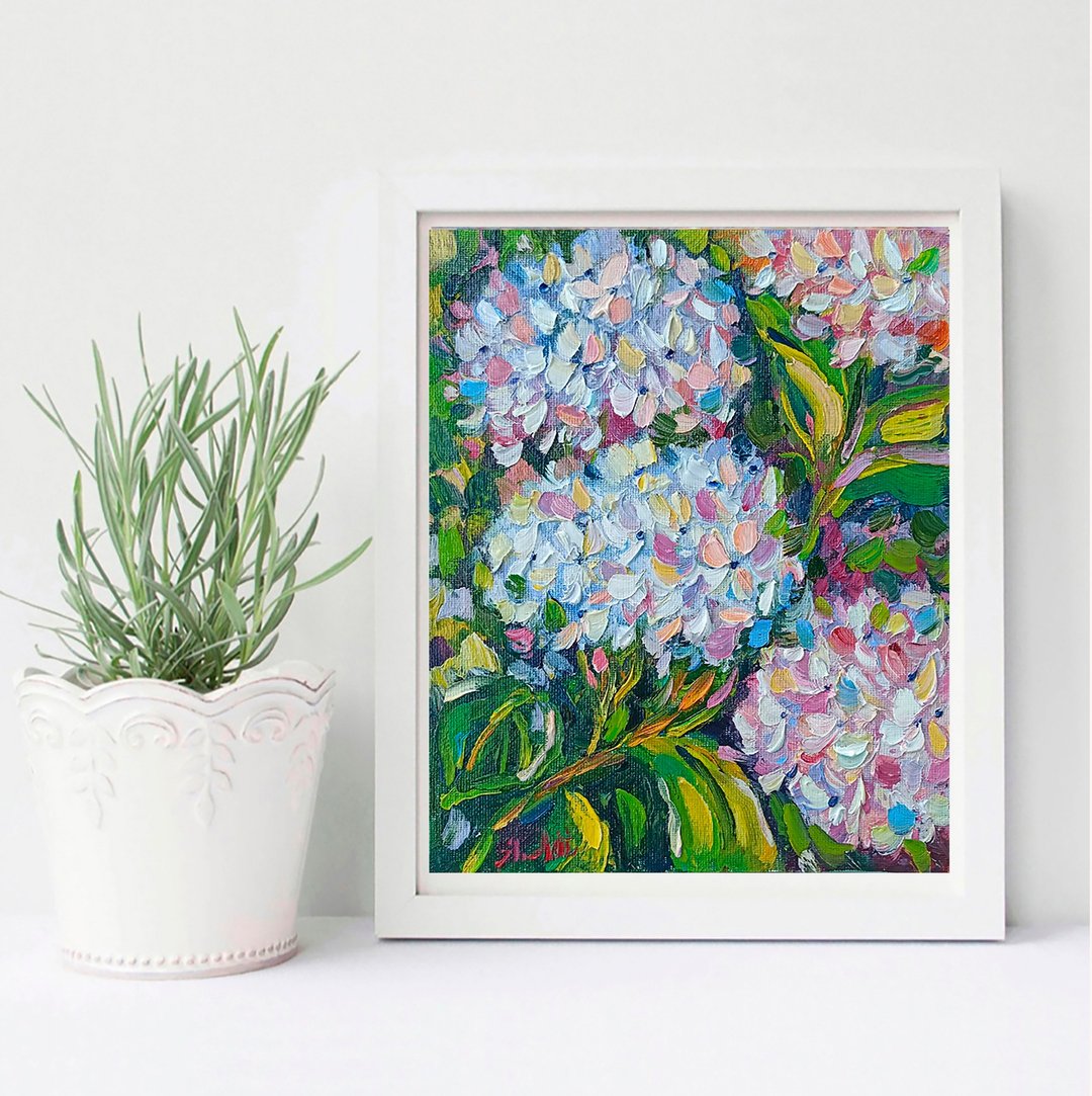 花绣球花油画花卉原创艺术花卉墙艺术布面油画 - 海报/装饰画/版画 - 棉 多色