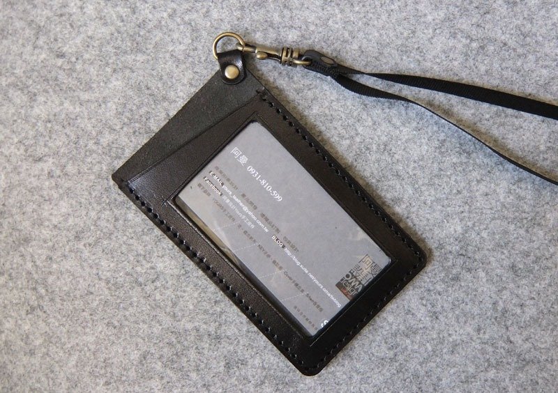 YOURS 斜开口直式证件夹  个性黑皮革+灰色麂皮 - 证件套/卡套 - 真皮 