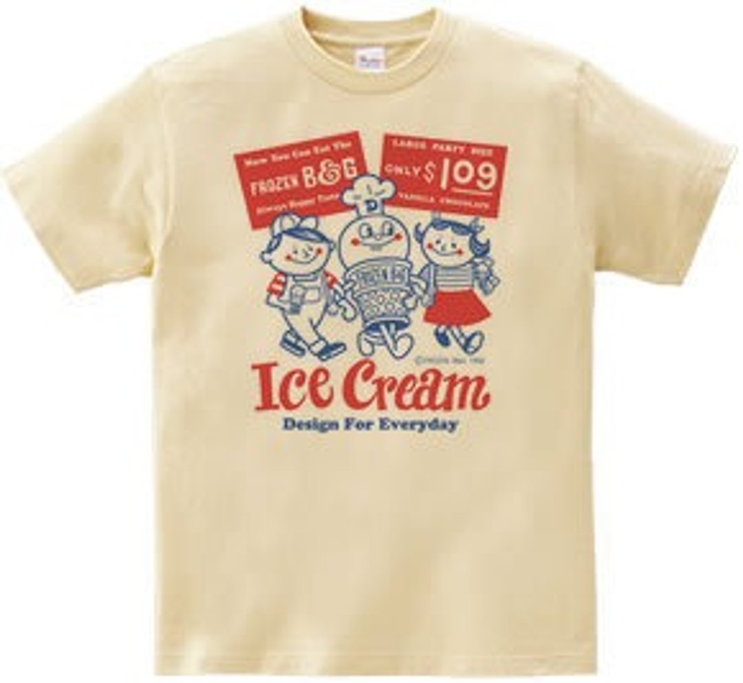 Ice Cream Boy &amp; Girl 150.160 (WomanM.L) T-shirt order product] - 女装 T 恤 - 棉．麻 卡其色