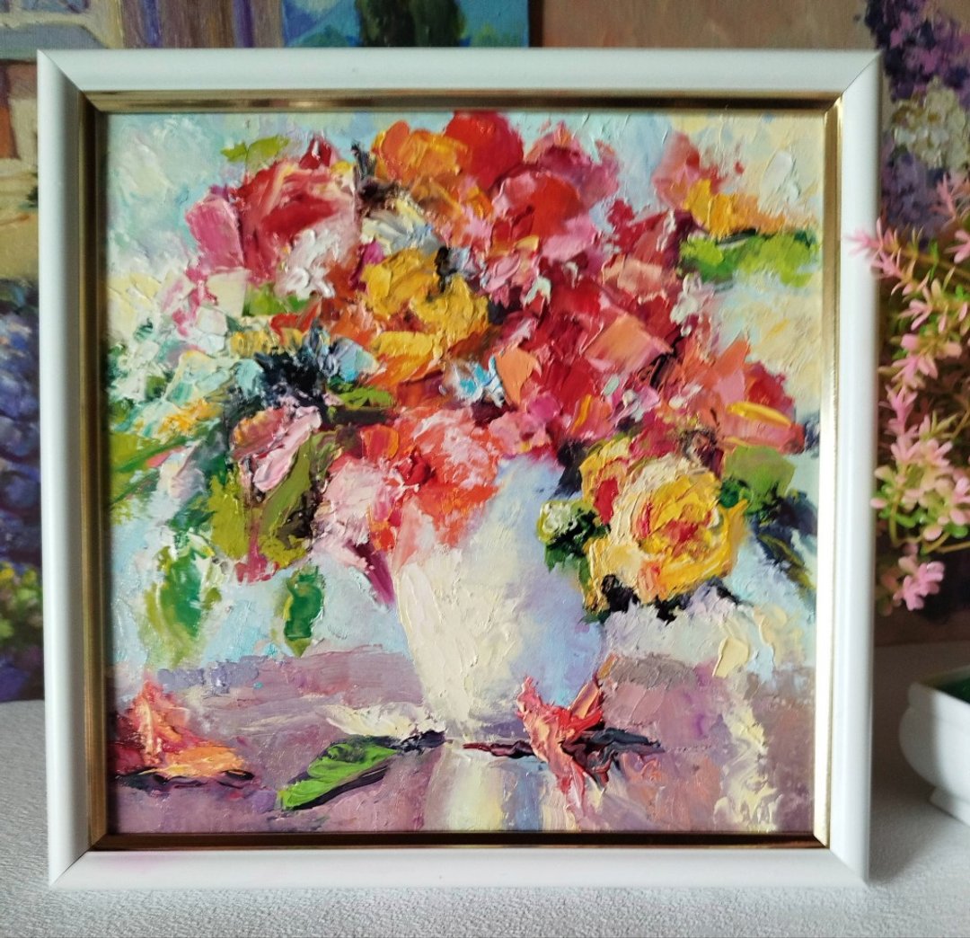 野花油画 - 原创艺术 - 花卉画 - 小幅画作 - 墙贴/壁贴 - 棉 紫色