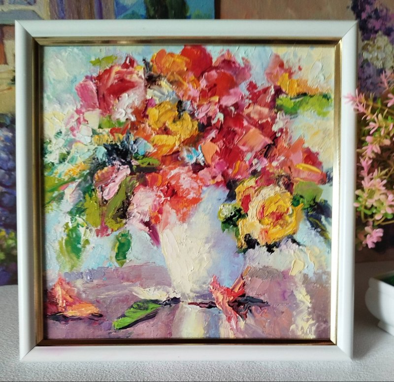 野花油画 - 原创艺术 - 花卉画 - 小幅画作 - 墙贴/壁贴 - 棉 紫色
