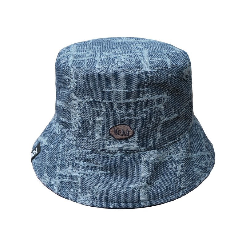 KAIKAI - Insomnia - 撕裂提花牛仔渔夫帽 - 帽子 - 棉．麻 蓝色