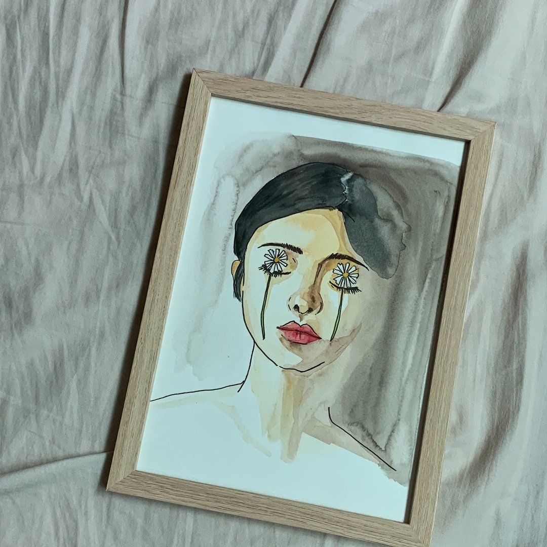 花与树04/手绘艺术插画 居家装饰挂画 小尺寸 生日礼物 送礼 含框 - 海报/装饰画/版画 - 纸 白色