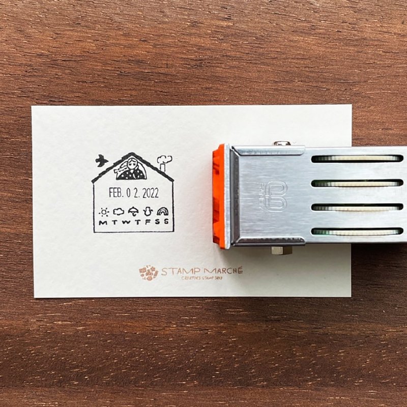 日期印章 Marle-chan 家庭橡皮印 Sanbee 24 毫米方形 Techno Touch 数据女孩日本制造 san-12kbn-m-001 - 印章/印台 - 塑料 绿色