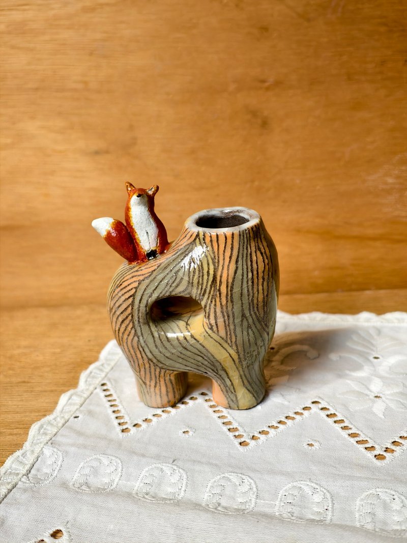 狐狸中空花器 - 花瓶/陶器 - 陶 