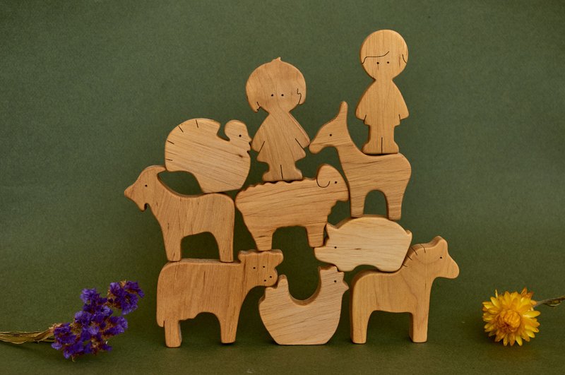 Wooden farm animals, Wooden country animals, birthday gift for baby - 玩具/玩偶 - 木头 