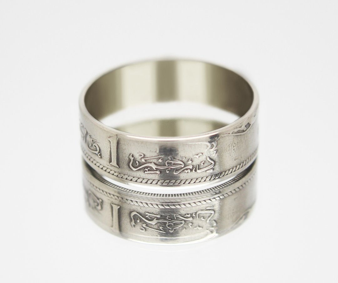 Morocco Coin Ring 1 Dirham 1965-1974 coin rings for men coin rings for women - 戒指 - 其他金属 