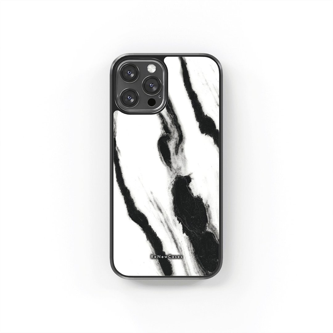 环保 再生材料 iPhone 三合一防摔手机壳 黑白条纹大理石纹 - 手机壳/手机套 - 环保材料 白色