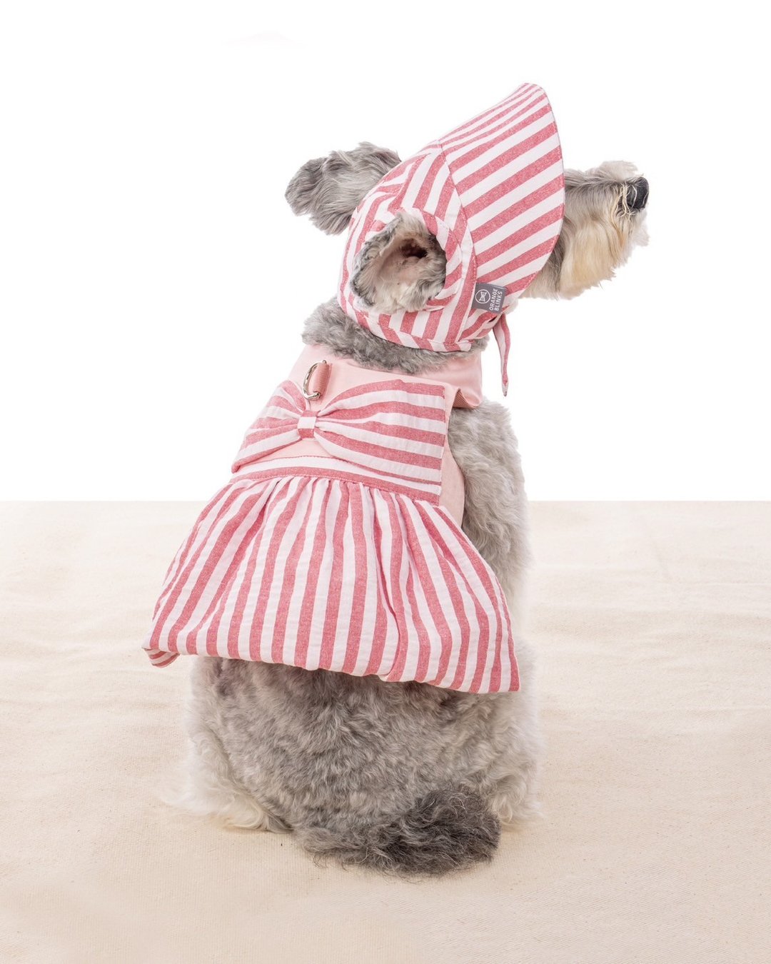 预购-比基尼造型 夏日条纹系列 红白条纹棉麻料  胸背衣+遮阳帽 - 衣/帽 - 棉 