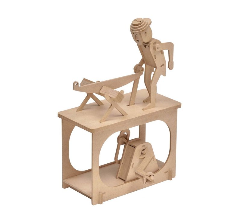 Modelshop立体拼图【原色款-锯木工】3D动态模型DIY动漫插画桌游 - 拼图 - 木头 