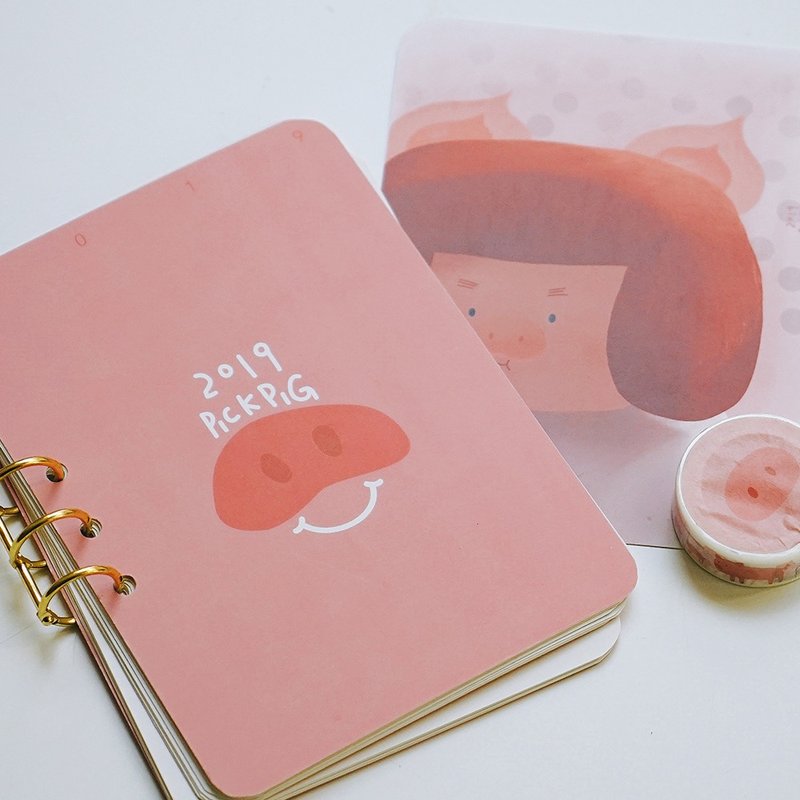 pick pig 猪年插图日历 - 年历/台历 - 纸 粉红色
