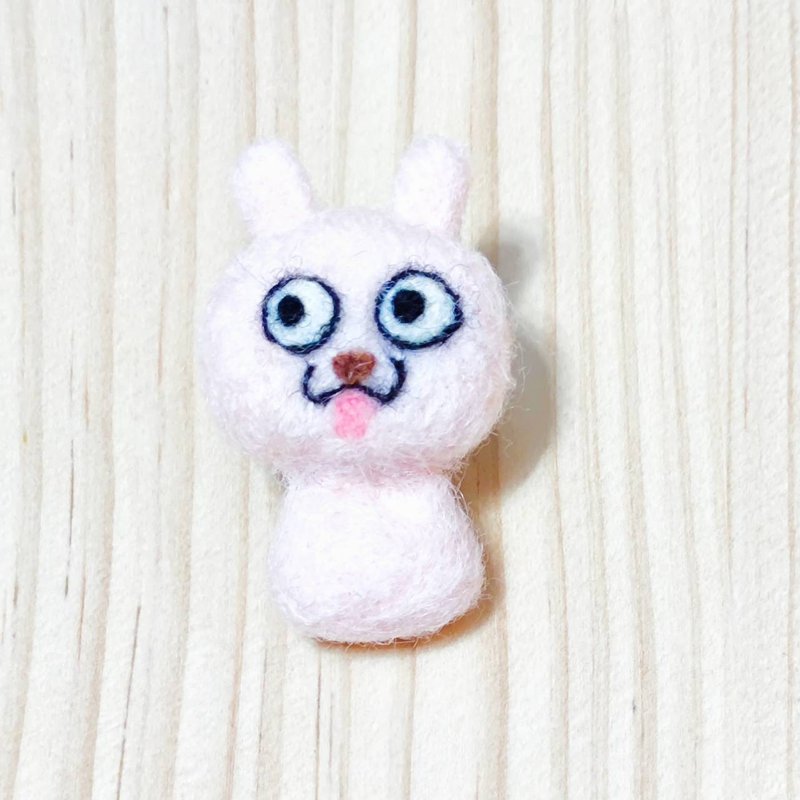 大眼白的粉红兔-羊毛毡 别针或磁铁 - 冰箱贴/磁贴 - 羊毛 粉红色