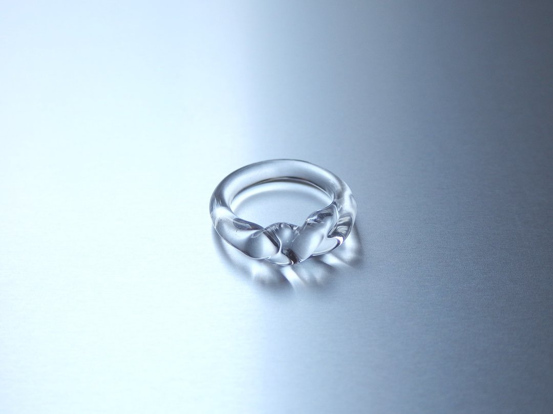 玻璃扭结戒指 Twisted Ring S - 戒指 - 玻璃 透明
