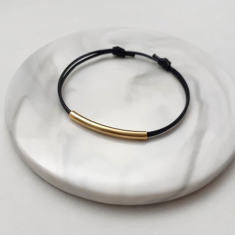 蜡线手环 黄铜弯管 蜡绳细线 - 手链/手环 - 其他材质 咖啡色