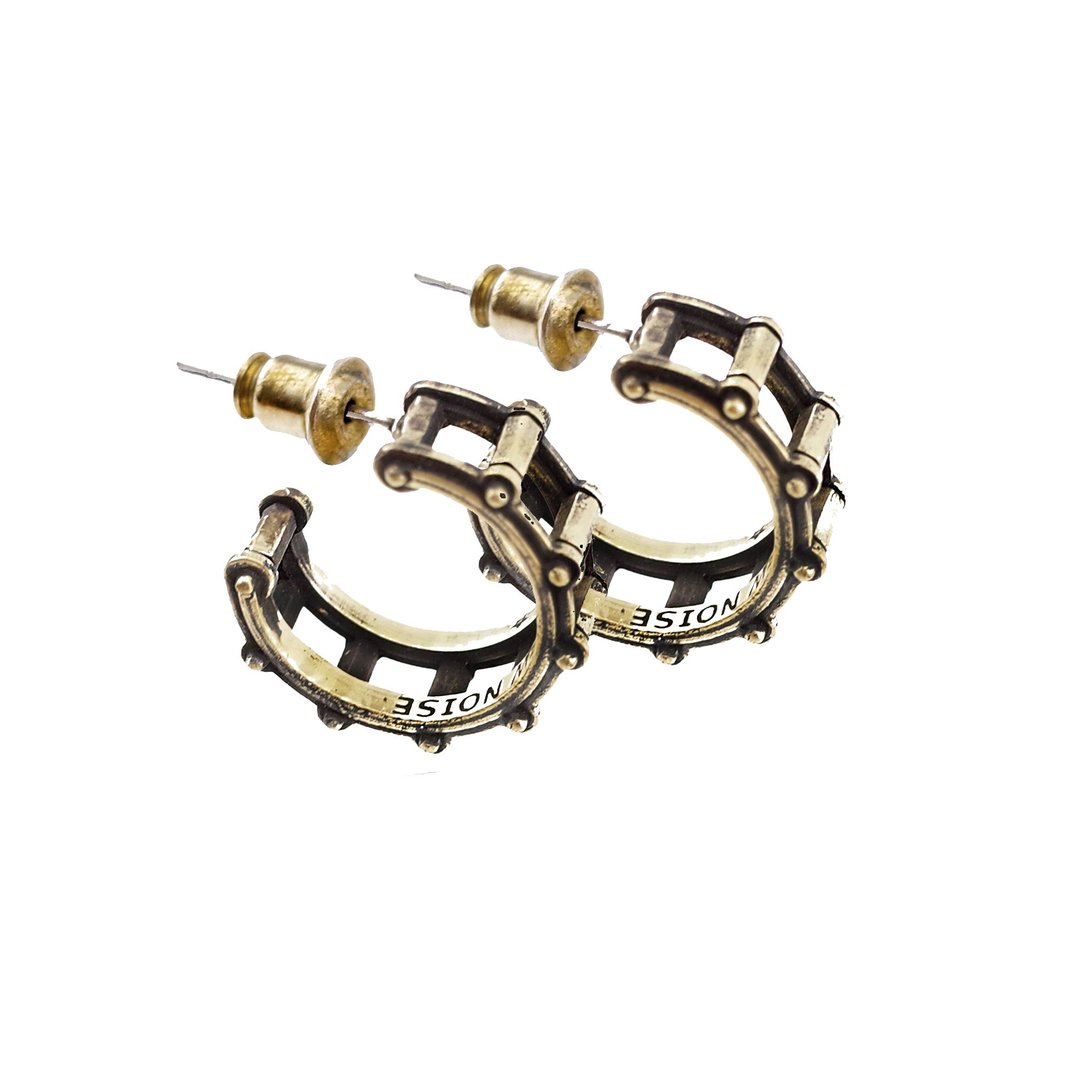 NEW NOISE 音乐饰品实验所-小鼓骨架耳环 Drum earrings - 耳环/耳夹 - 其他金属 咖啡色