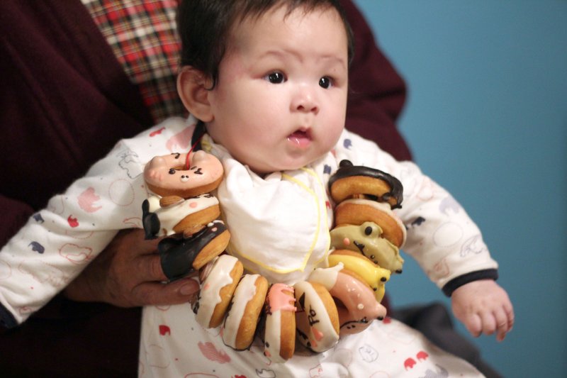 小动物收涎礼盒/手写姓名附红线收涎吉祥话小卡/12颗-阿丸甜甜圈 - 蛋糕/甜点 - 新鲜食材 橘色