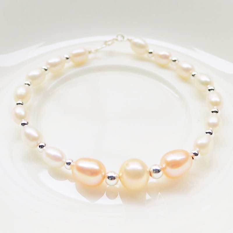 【Rachelle L.宝石系列】公主淡水珍珠925纯银手链 - 手链/手环 - 宝石 白色