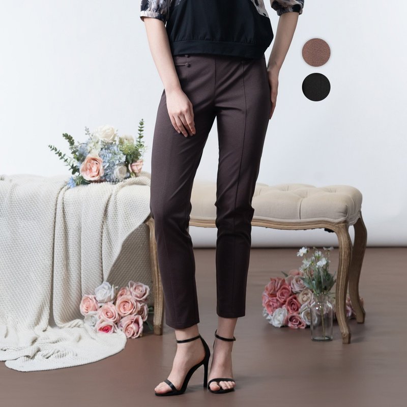 【MEDUSA】质感双排扣压线修身西装裤 - 2色(M-XL) | 女修身长裤 - 女装长裤 - 聚酯纤维 咖啡色