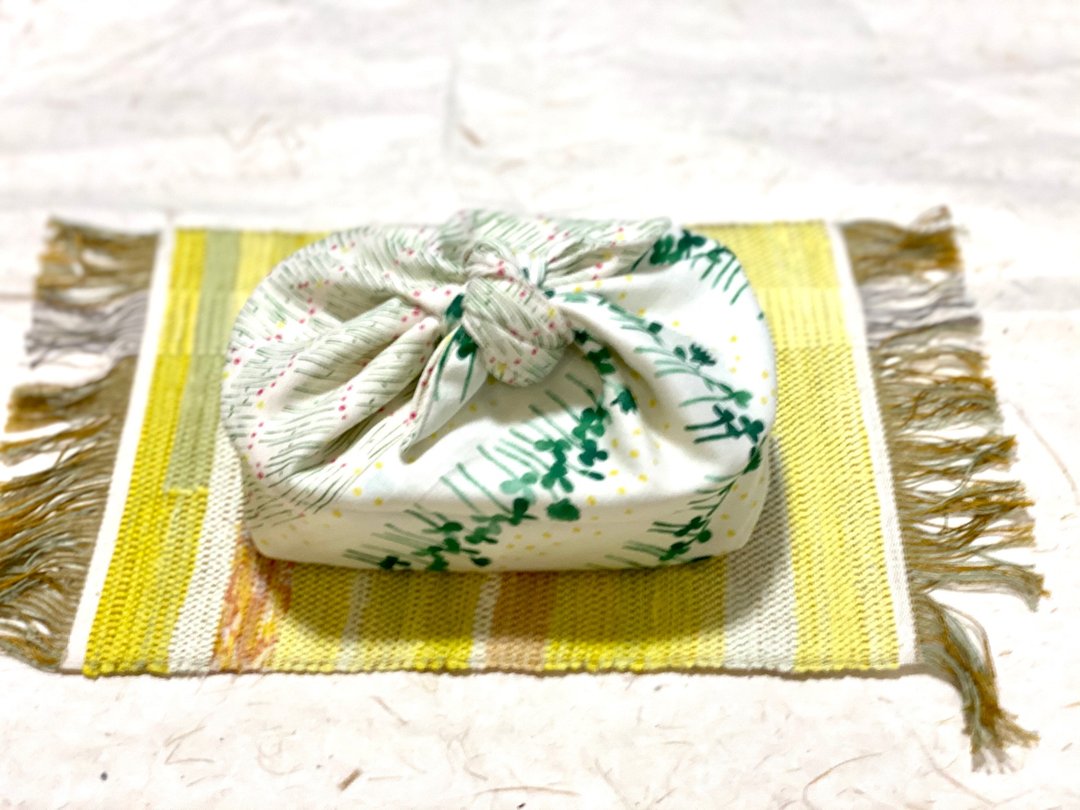 拼色日式便当包布袋-绿色小豆苗 - 收纳用品 - 棉．麻 绿色