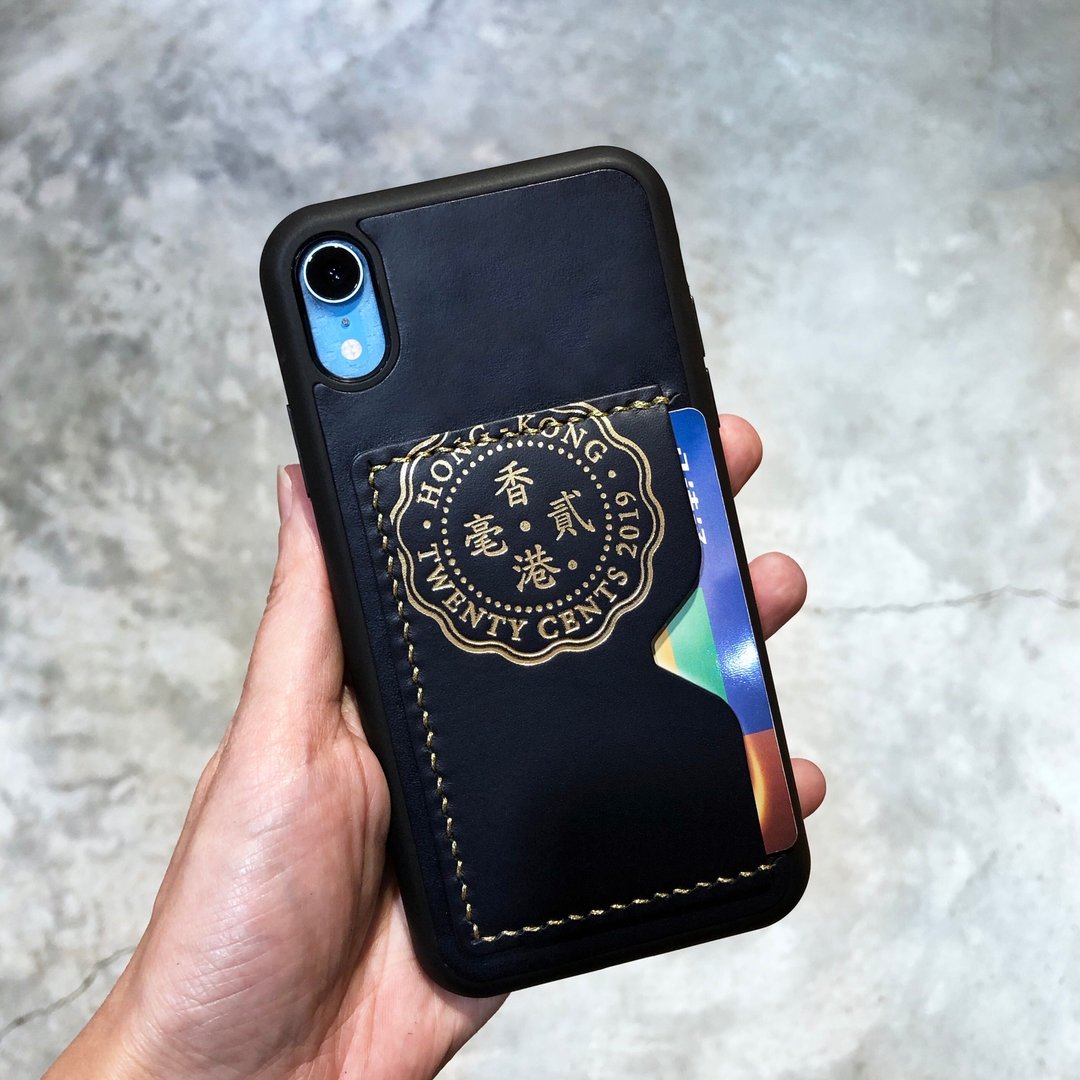 #成品制造 手机殻 香港贰毫 iPhone 港产皮革 刻名 两口子 两毫子 - 手机壳/手机套 - 真皮 蓝色