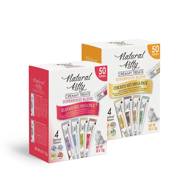 猫零食 | 自然小猫 | 超级食物营养肉泥 | 50条派对盒 | 12gx50 - 零食/点心 - 其他材质 