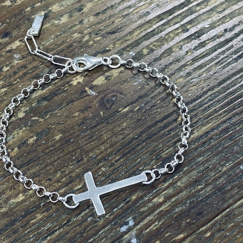 纯银十字架 手链 可定制姓名  S296 - 手链/手环 - 纯银 银色