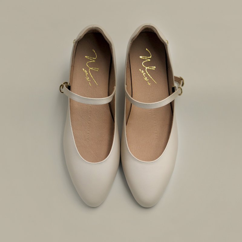 Mary Jane Caramel (米杏)  Low Heels 玛丽珍 | WL - 玛莉珍鞋 - 真皮 卡其色