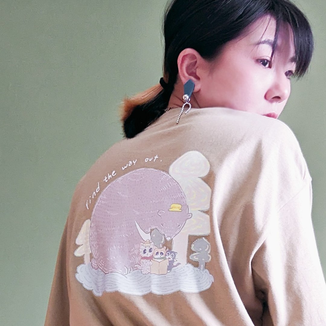 双面 圆领棉 tee-抹茶色 Find the way out. - 女装 T 恤 - 棉 绿色