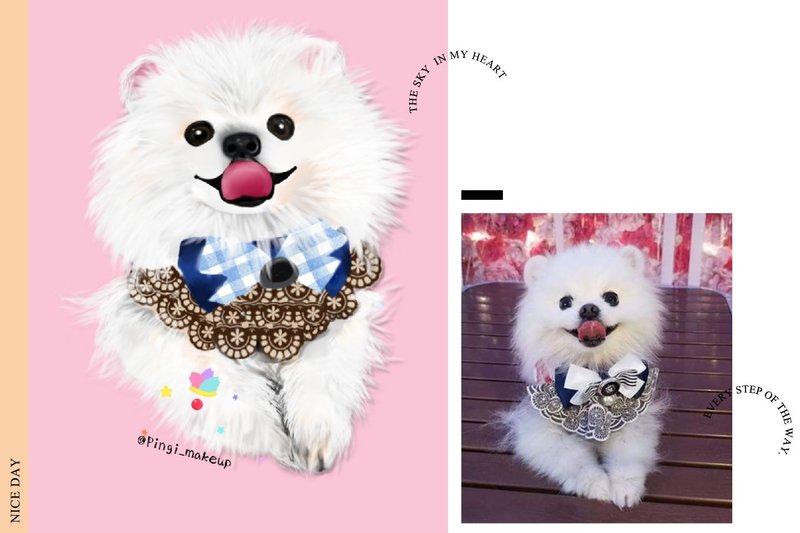 宠物狗画像肖像画毛孩似颜绘((博美/浪浪/幼犬/Pomeranian/松鼠狗 - 喜帖 - 其他材质 白色