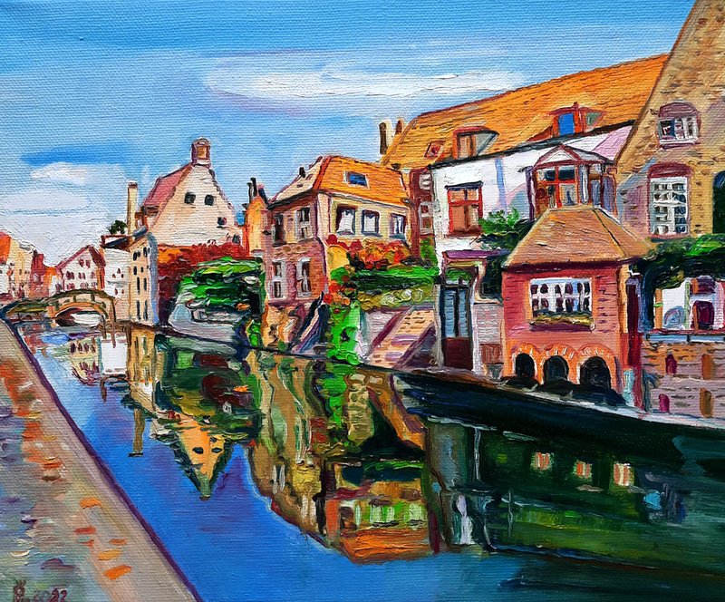 Italy Painting  Original Art  Oil Painting  Wall Decor Oil On Canvas - 墙贴/壁贴 - 其他材质 橘色