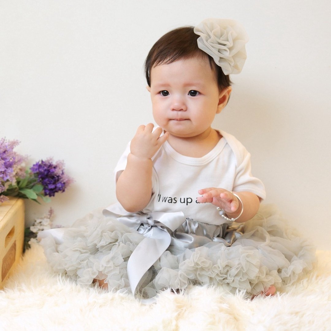 日安朵朵 女婴童雪纺蓬蓬裙 - 豌豆公主 - 童装裙 - 尼龙 灰色