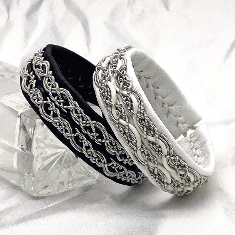 男士和女士真皮手镯。 斯堪的纳维亚风格的珠宝 - 手链/手环 - 真皮 白色