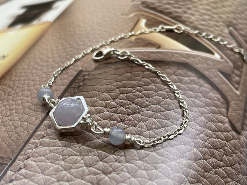 紫荆//天然翡翠A货 紫罗兰 925银 手链 - 手链/手环 - 玉石 