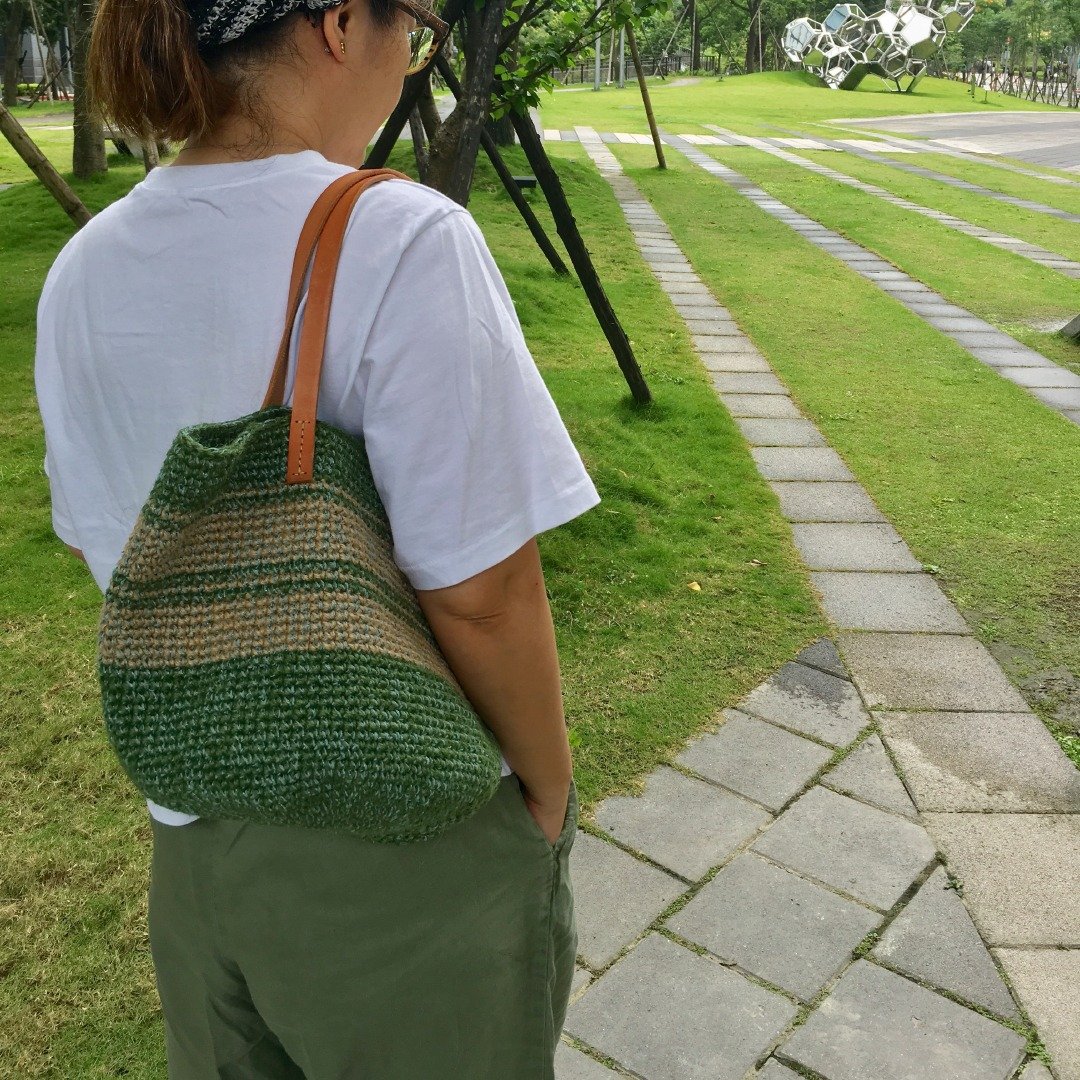 牛奶猫若绿包L尺寸 - 手提包/手提袋 - 棉 绿色