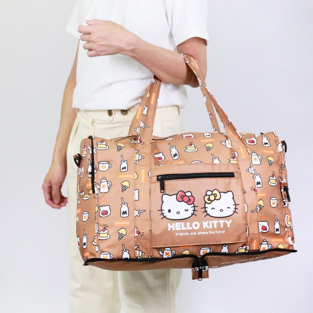 murmur 完美折叠旅袋│hello kitty (与Mimmy) | 附吊饰 - 行李箱/行李箱保护套 - 聚酯纤维 卡其色
