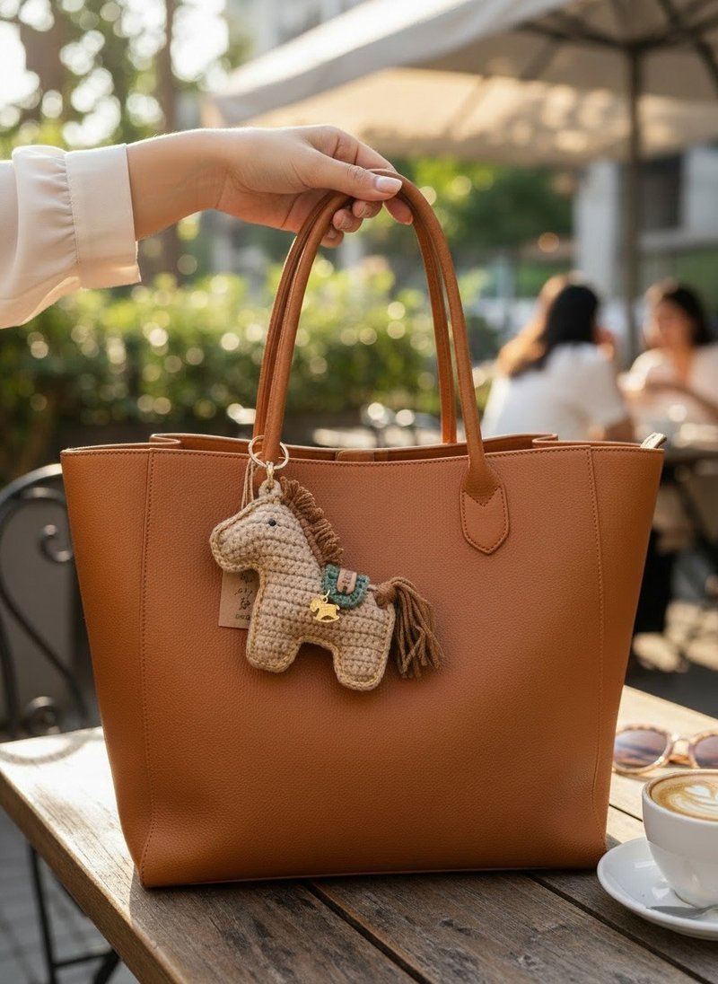 拿铁招财小马 - 现货 / 马年招财钩织小物 吊饰 香包 - 吊饰 - 其他材质 卡其色